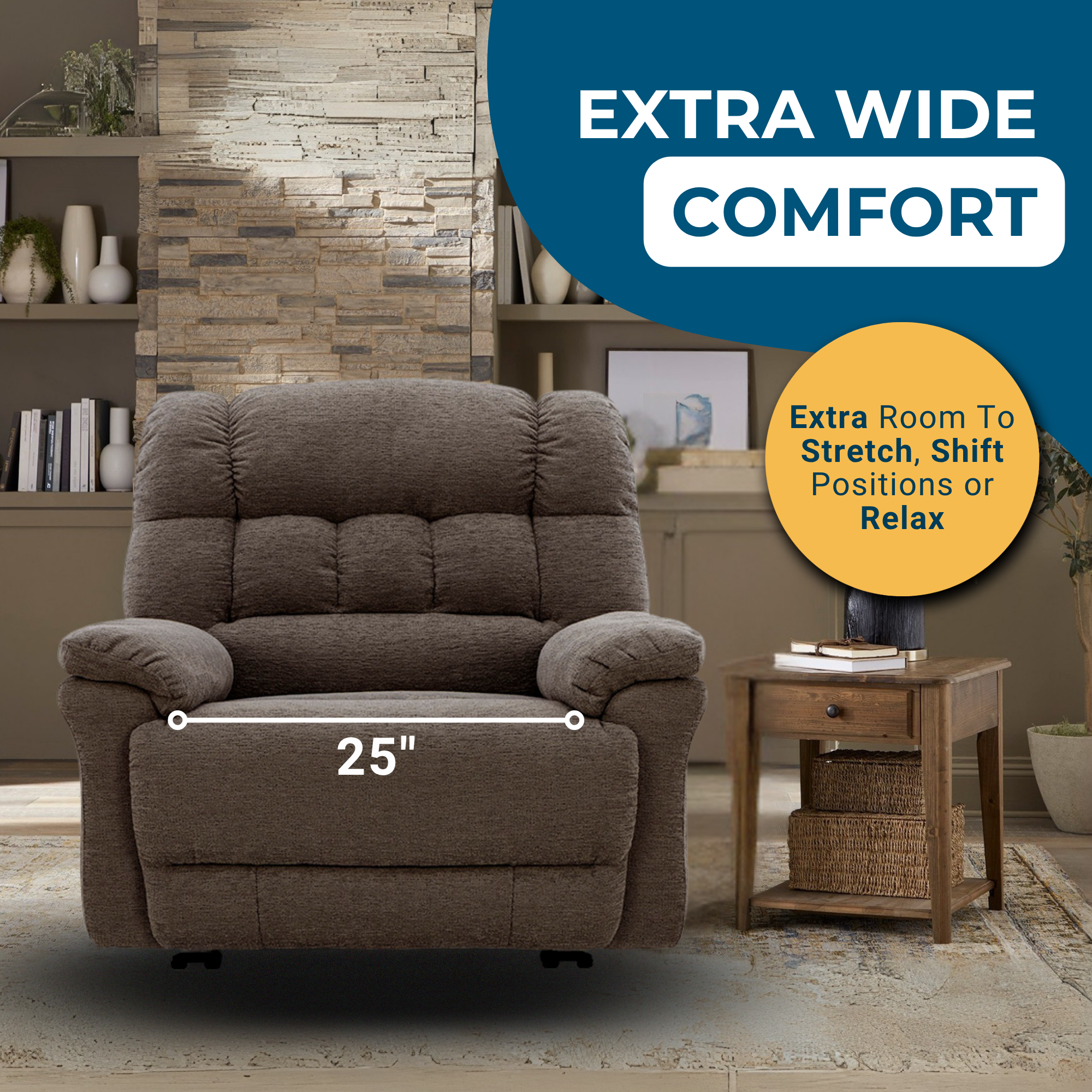 Oversized Recliner Chair Brown
