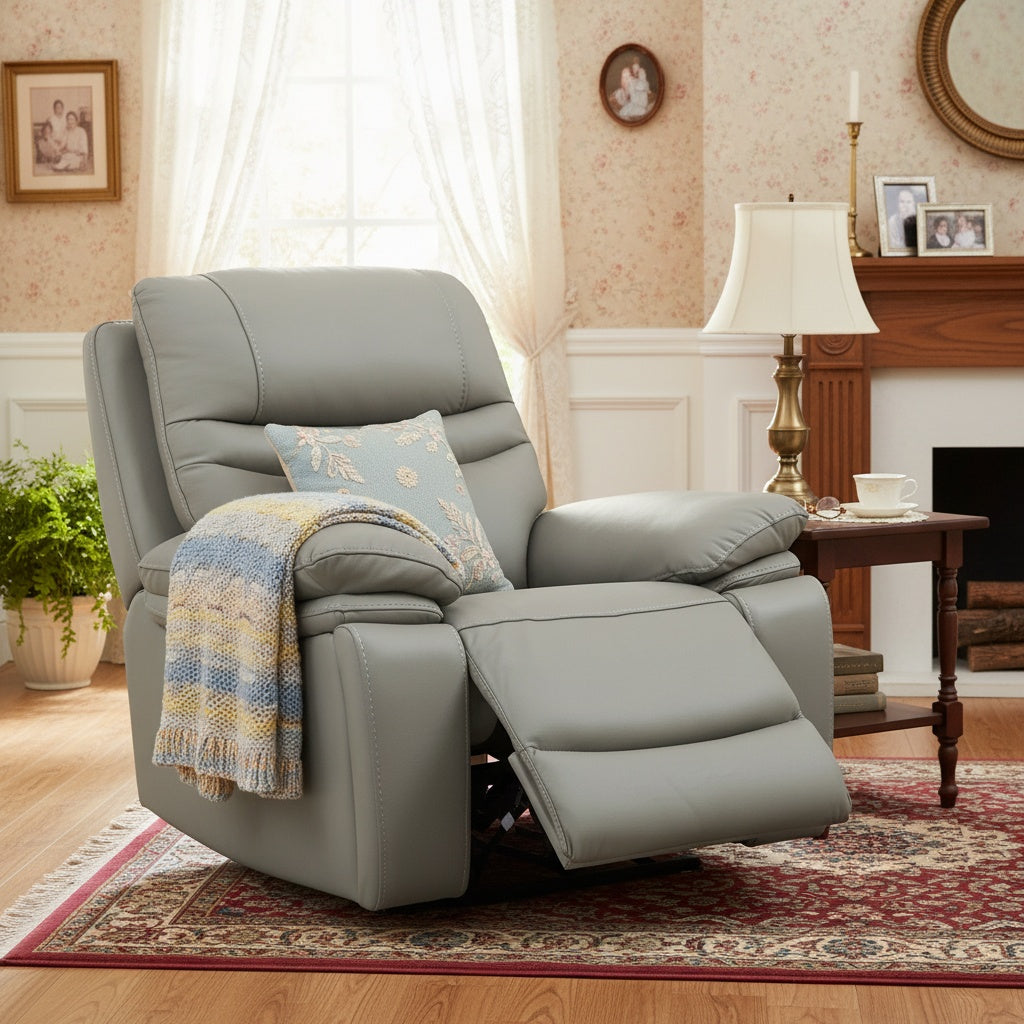 Leather recliner in Oslo Pewter