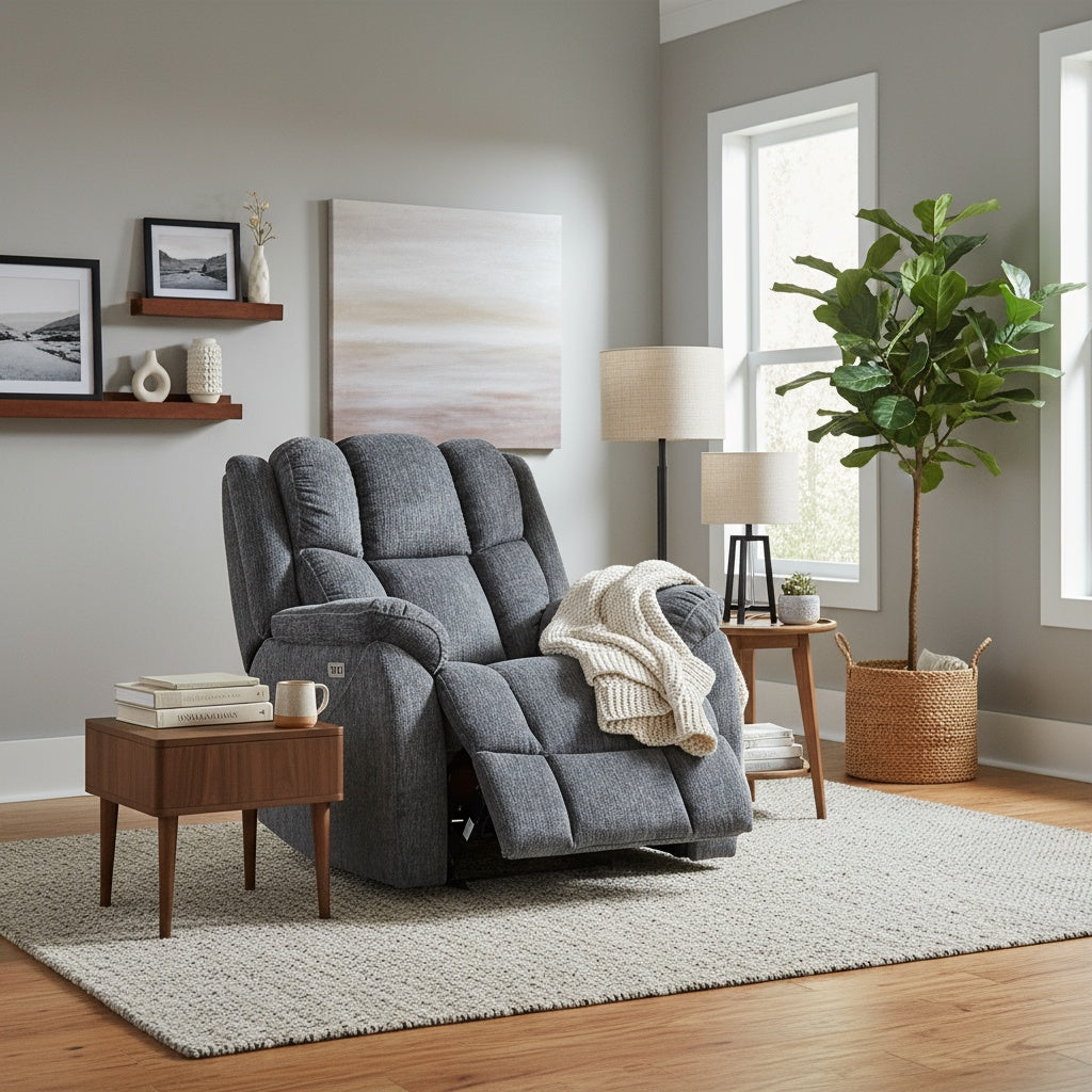 Cushioned Recliner in Blue