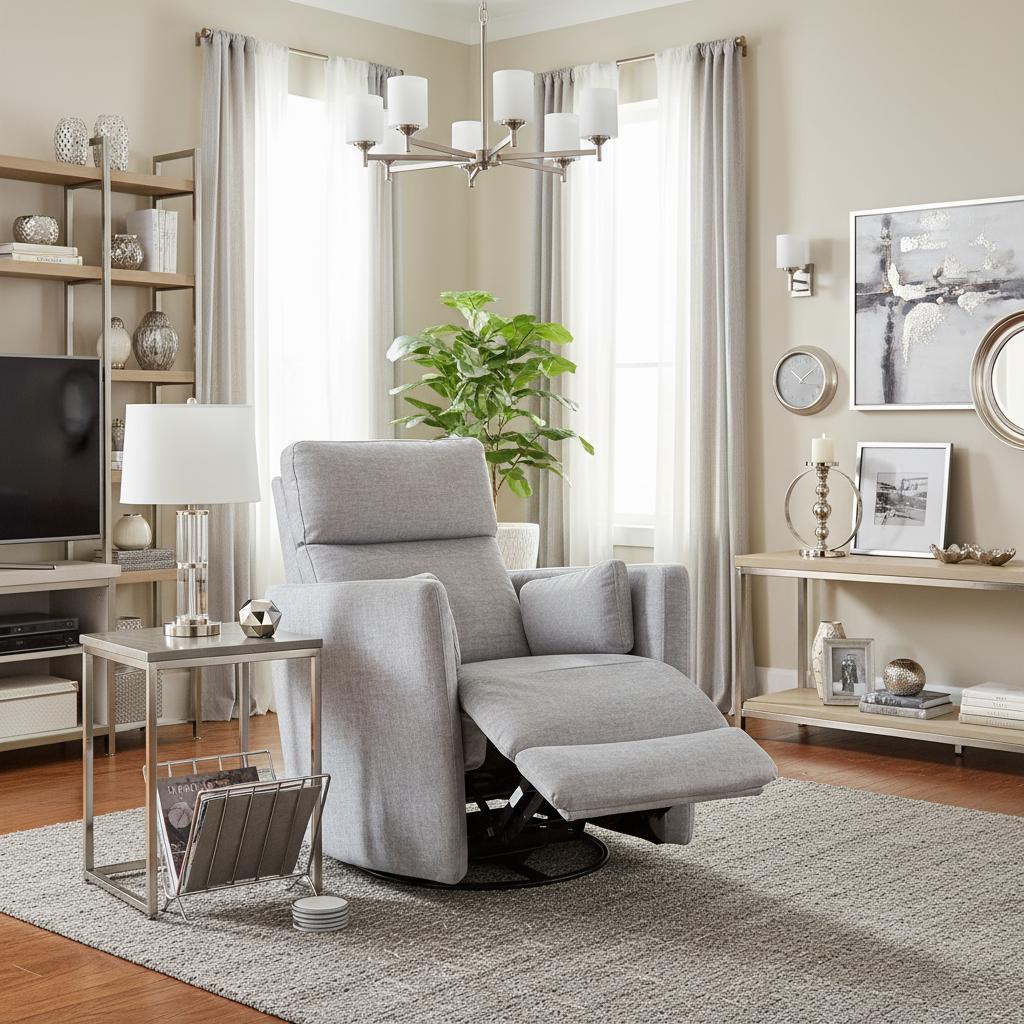 Soft Fabric Recliner in Silver