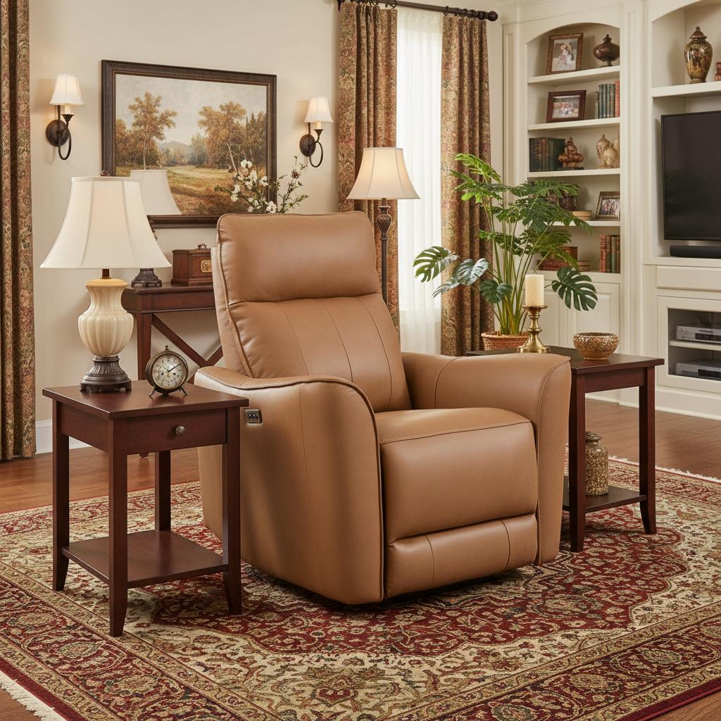 Modern Leather Recliner in Brown