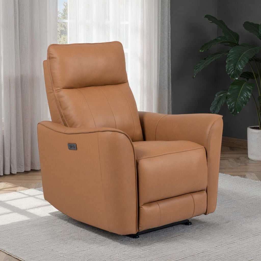 Modern Leather Recliner in Brown