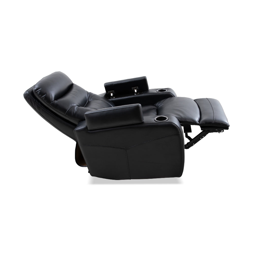 Leather Recliner in Black with lights