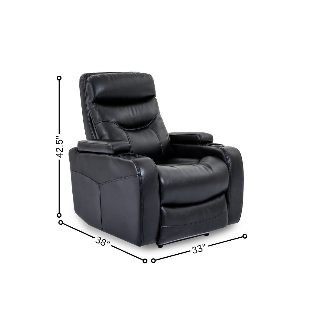 Leather Recliner in Black with lights