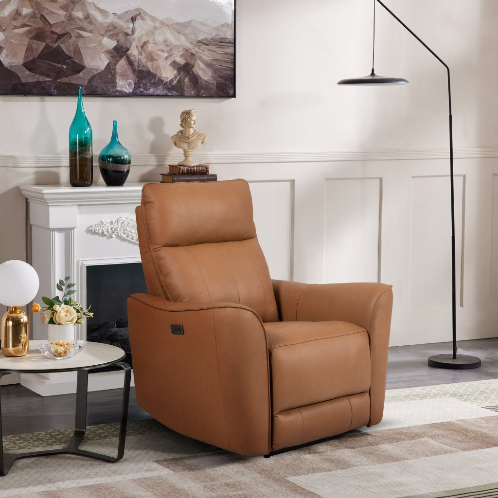 Modern Leather Recliner in Brown
