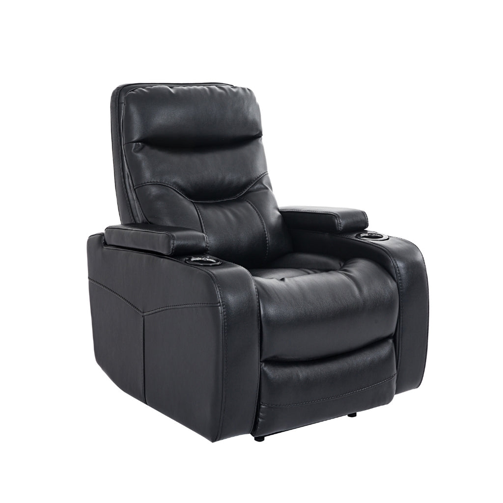 Leather Recliner in Black with lights