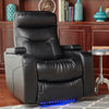 Leather Recliner in Black with lights