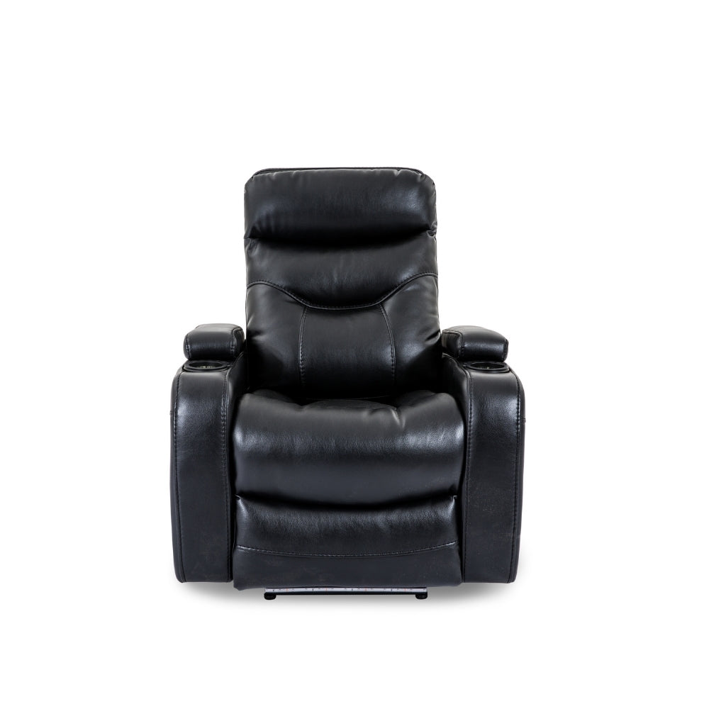 Leather Recliner in Black with lights