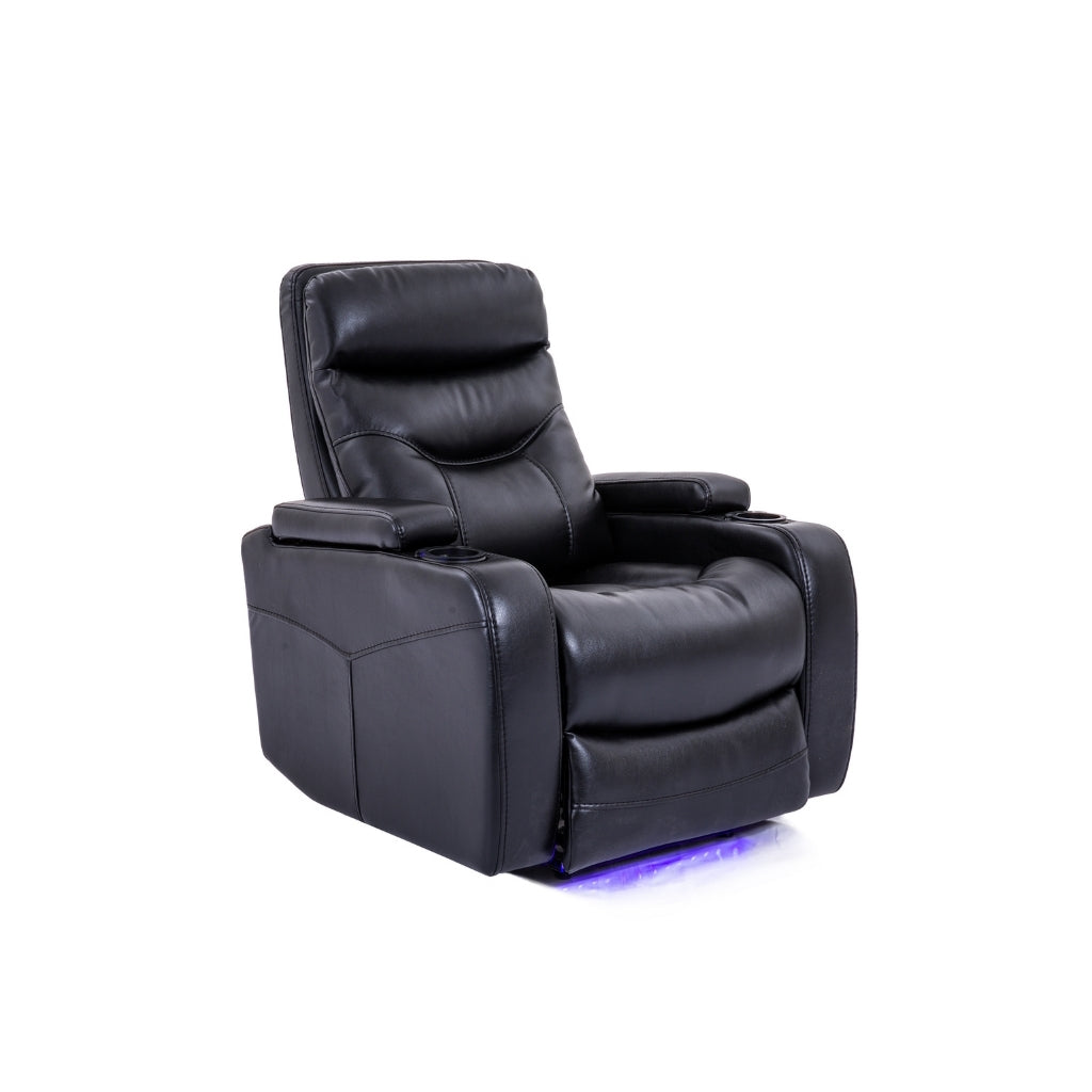 Leather Recliner in Black with lights